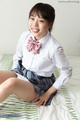 Nanami yua sitting on bed in uniform panties lowered cum on her face