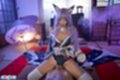 Emiri momota astride naked man looking down