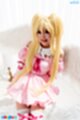 Wearing pink dress