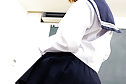 Shaved Japanese teen Norika Makihara strips uniform in class